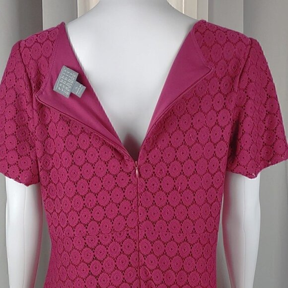Rabbit Rabbit Rabbit Fuchsia (Off Red) Lace Dress Midi Length 3/4 Sleeve Size 16 - Picture 4 of 11